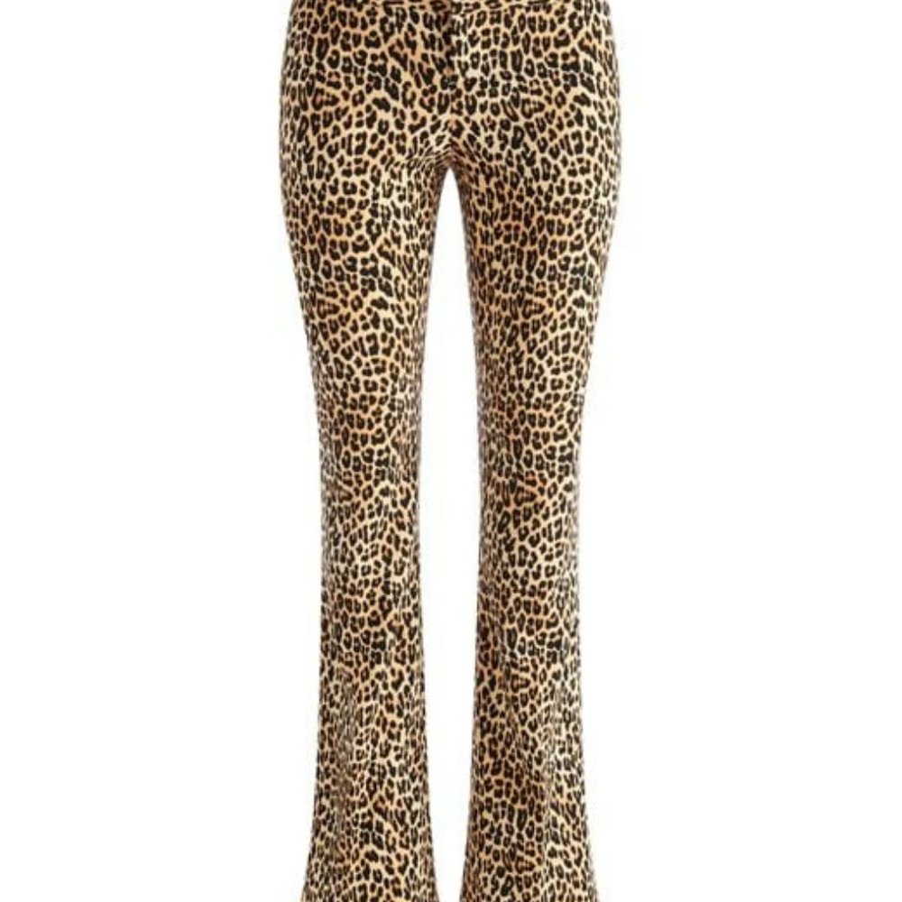 Alice + Olivia Leopard Print Flare Pants in Tan and Black